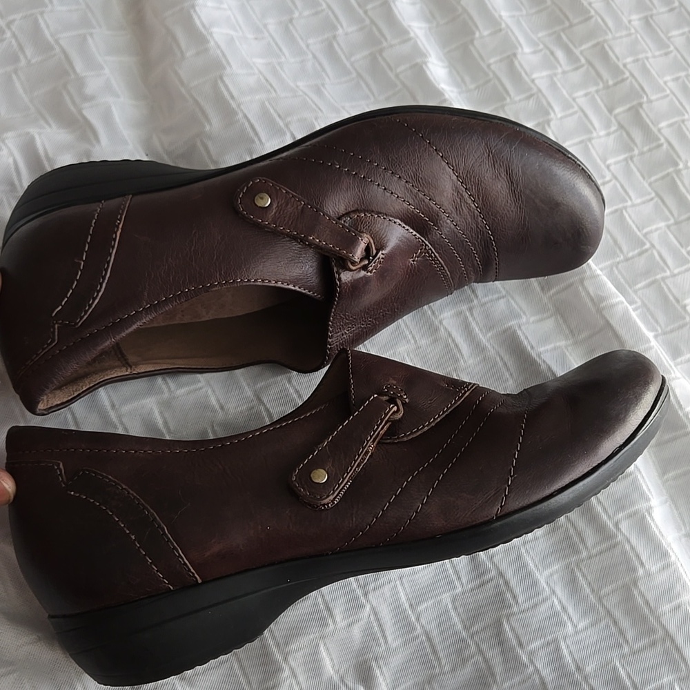Dansko Franny Brown Leather Slip-On Clogs Shoes